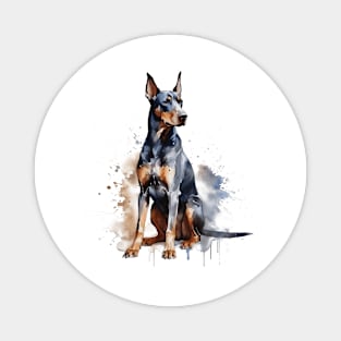 Doberman Watercolor Style Magnet